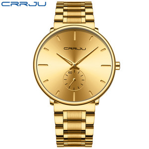 Reloj de Pulsera CRRJU 2150 <span class=keywords><strong>para</strong></span> <span class=keywords><strong>Hombre</strong></span>, Minimalista, de Acero Inoxidable Dorado, Analógico, de Cuarzo, Resistente al Agua, Clásico, de Lujo - Product Image 4