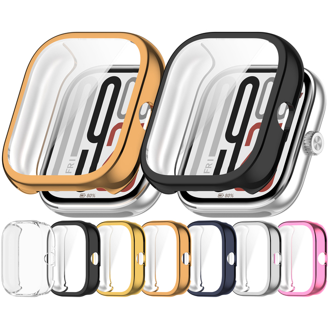 Tschick Plating TPU Case for Redmi Watch 5/5 (eSIM) Active Lite Watch 4 Wrist Strap Bumper Full Cover Silicone Protector Watch 4