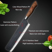 Yangjiang Houtnerf Gecoat Handvat Gehamerd Blade Chef Cleaver Mes 6 Stuks Keukenmessen Keukenmes Set Met Schaar Dunschiller