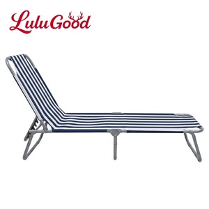 Chaise longue <span class=keywords><strong>de</strong></span> plage pliable avec imprimé homard - Chaise longue d'extérieur réglable avec rayures bleues et blanches - Chaise longue portable - Product Image 3