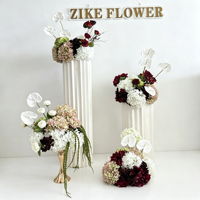 ZIKE Luxe Bourgogne Blanc Vert Soie Rose Artificielle Composition Florale Suspendue pour Pilier de Mariage Faite à la Main Écologique