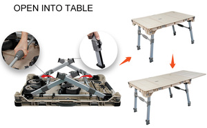 Chariot <span class=keywords><strong>de</strong></span> <span class=keywords><strong>camping</strong></span> pliable 3 en 1 en aluminium durable PP TPR avec pieds réglables en hauteur pour une utilisation en extérieur - Product Image 4