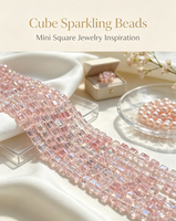 Perles en verre cristal carrées à facettes effet glace pilée 4x4mm en gros, fournitures de bricolage en vrac, revêtement Aurora AB, couleurs personnalisées