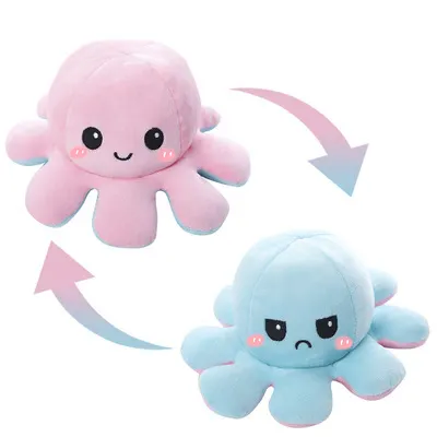 40Cm Wholesale Double-Sided Octopus Reversible Christmas Octopus Plush Pillow Plush Octopus Reversible