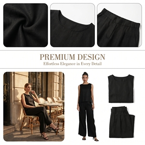 <span class=keywords><strong>Pantaloni</strong></span> Casual Casual a vita larga da <span class=keywords><strong>donna</strong></span> <span class=keywords><strong>pantaloni</strong></span> di lana comodi e traspiranti con motivi solidi per la primavera/estate - Product Image 5