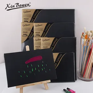 Usine Xinbowen 100% 280g, toile de peinture à l'huile noire pour débutants, 15x20cm