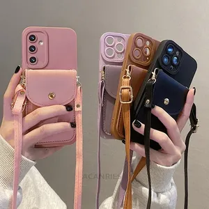 A 15 25 35 Crossbody Card Slot Bag Holder Case Pour <span class=keywords><strong>Samsung</strong></span> Galaxy A15 A25 A35 A55 A05s A14 A54 M54 Cord Silicone Cover S24 Plus - Product Image 1