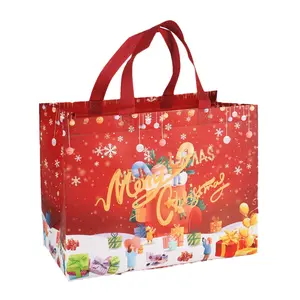 Ontwerp Uw Eigen Tas Op Maat Herbruikbaar Winkelen Kerst Niet-Geweven Tas Met Op Maat Bedrukt Logo