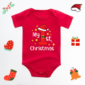 <span class=keywords><strong>Mon</strong></span> premier pyjama de <span class=keywords><strong>Noël</strong></span> rouge pour bébé, en pur coton, à manches courtes, unisexe - Product Image 1