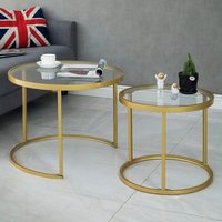 Ensemble table basse moderne avec dessus en verre Tables nid en métal doré Mobilier d'extérieur polyvalent pour la salle à manger et la cuisine pour la maison le salon la chambre à coucher