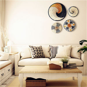 Lot de 4 paniers muraux faits <span class=keywords><strong>à</strong></span> la main Décoration de salle de bain 24 2 paniers bohèmes en rotin rond pour 8 <span class=keywords><strong>à</strong></span> <span class=keywords><strong>accrocher</strong></span> sur une belle canne en bambou nouveau tissé - Product Image 4