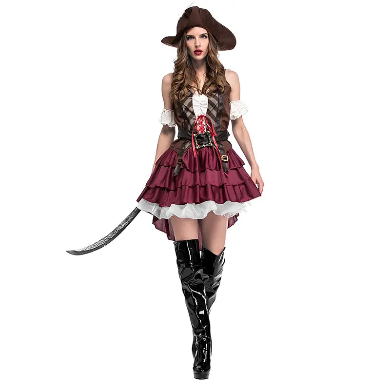 Stage show fantasy crossdressing girls pirate party cosplay black lolita