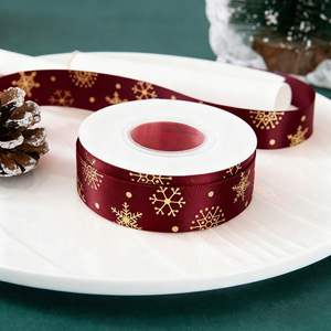 Ruban de satin festif de Noël en feuille d'or de 2,5 cm pour emballage cadeau et décoration de sapin, 25 yards par rouleau - Product Image 3