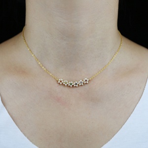 Promoción 2023, Nueva Joyería de Moda Primavera para Mujer, Collar con Micro Pavé Geométrico, Barra Curva, Perla Marina, Flor con Circonitas - Product Image 3