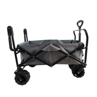 Chariot pliable en acier à quatre roues, robuste, avec deux poignées, tout-terrain, pour le shopping en extérieur, grand format