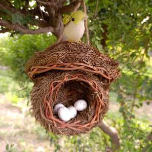 Nichoir pour oiseaux en herbe de <span class=keywords><strong>sapin</strong></span> <span class=keywords><strong>naturel</strong></span>, hutte tissée à la main, nichoir suspendu pour l'extérieur, <span class=keywords><strong>petit</strong></span> nid pour oiseaux, cages à oiseaux, nid pour oiseaux, perchoir - Product Image 3