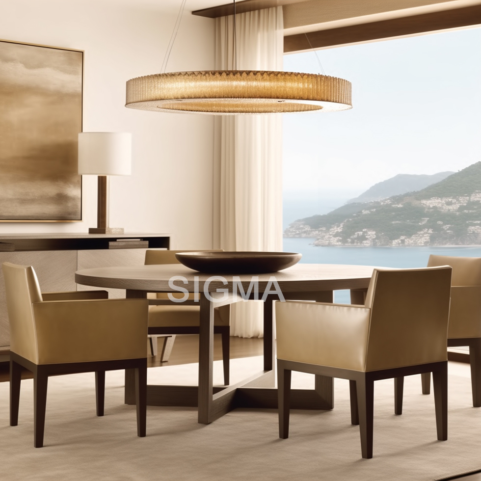 Modern Solid Wood Dining Table Round Oak Table Dining Room Furniture