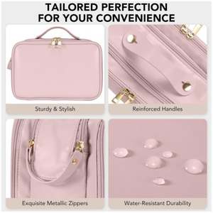 Luxury PU Leather Large Capacity Foldable Makeup <b>Organizer</b> Pouch Bag Skincare <b>Cosmetic</b> Partition Daily Use Zipper Closure Lady - Product Image 5