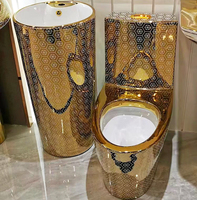 Lavabo cylindrique en céramique pour salle de bain, ensemble de toilette doré