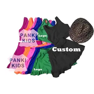 潘凯工厂定制儿童女孩网球高尔夫礼服套装无袖背心和短裤裙子运动服套装