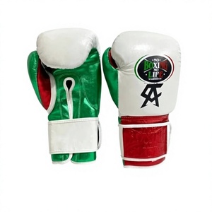 Professional No Boxing No Life Canelo White Red Green Real Cowhide Leather Boxing Gloves Mexican Style Hook Loop Lightweight - Product Image 2