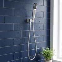 Ensemble de douche carré portatif en laiton massif de qualité commerciale avec finition chromée, support mural anti-fuite et tuyau pour toilettes