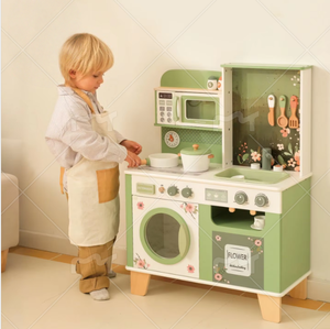 Figani <span class=keywords><strong>Cuisine</strong></span> en Bois à Motifs Floraux pour Enfants <span class=keywords><strong>de</strong></span> 4 à 6 Ans, Jouet Éducatif <span class=keywords><strong>de</strong></span> Simulation <span class=keywords><strong>de</strong></span> <span class=keywords><strong>Cuisine</strong></span>, Jouets Alimentaires, Cadeau d'Anniversaire - Product Image 2