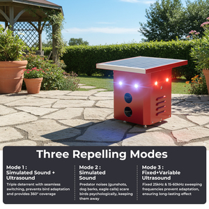 Potente Ahuyentador de Aves Ultrasónico Solar con Sensor de Movimiento y Control Remoto para Jardín, Huerto y Granja - Product Image 6