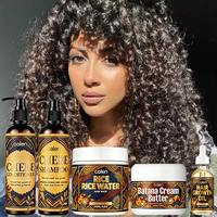 Kit de réparation pour cheveux bouclés très abîmés Oalen Private Label, comprenant shampoing Chebe, après-shampoing, masque capillaire, beurre de Batana et huile de croissance capillaire