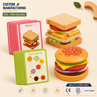 Juguetes de Madera para Apilar Hamburguesas RIZON, Juego de Comida de Juguete Educativo Montessori para Niños Pequeños, Venta al Por Mayor de Fábrica