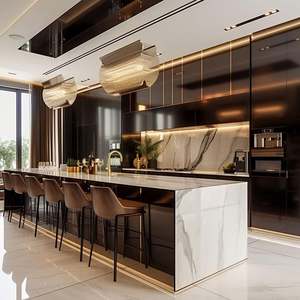 Modern Kitchen <b>Cabinets</b> <b>Wooden</b> Melamine Includes Faucet Drawer Slide Drawer Basket Backsplash - Product Image 1