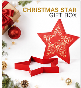 Custom Red Star Shaped Lid and Base Gift <b>Box</b> with Clear Window Rigid Cardboard <b>Christmas</b> Blind <b>Box</b> Mystery Packaging - Product Image 5
