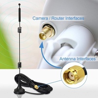 Antenne Bingfu double bande 2,4/5/5,8 GHz 9dBi à base magnétique MIMO RP-SMA mâle (lot de 2) pour routeurs Wi-Fi et caméras IP de sécurité