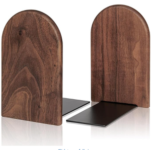 Fermalibri in Legno Art Deco con Base Antiscivolo, <span class=keywords><strong>Supporto</strong></span> per <span class=keywords><strong>Libri</strong></span> da Tavolo Ecologico in Legno Naturale di Noce e Faggio - Product Image 1