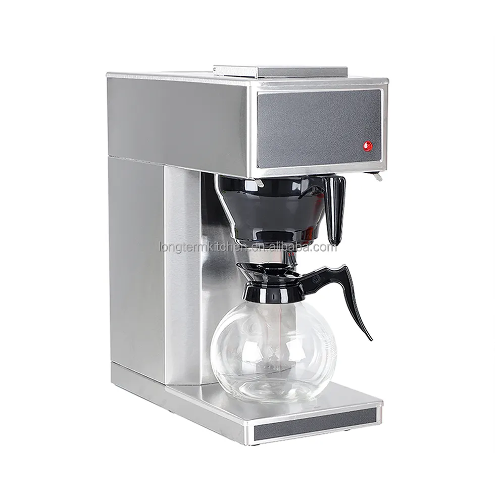 औद्योगिक Warmers के साथ पूरी तरह से स्वचालित स्टेनलेस काले एस्प्रेसो कॉफी मशीनों और ग्लास डिकैन्टर