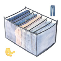 Vendita in fabbrica grande 7 griglia pieghevole armadio di stoccaggio maglia di Nylon Jean vestiti organizzatore per biancheria intima panno