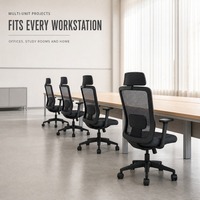 Chaise de bureau ergonomique à dossier mi-haut en maille avec accoudoirs, pivotante, réglable en hauteur, pour bureau à domicile