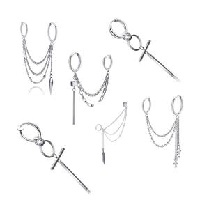 Cross Border Korean Style <b>Titanium</b> Steel Pendant Earrings Cartilage <b>Stud</b> Unisex Punk Daily Wear Fashion Jewelry - Product Image 1