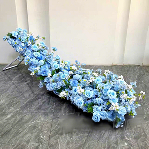 EG-L56 Tapis d'allée en roses bleues artificielles de haute qualité pour une décoration de mariage enchanteuse et une ambiance de la Saint-Valentin - Product Image 3