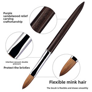 Pincel de visón <span class=keywords><strong>rosa</strong></span> de calidad superior para manicura, con mango de madera de sándalo rojo extendido y cristal Kolinsky, para uso transfronterizo. - Product Image 3