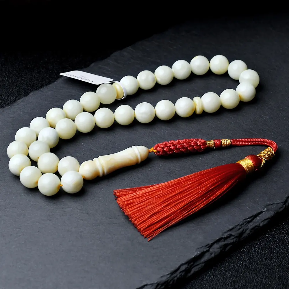 YS33NAM005 Genuine White Amber Rosary Baltic Amber Prayer Beads Trade Baltic Amber Rosary Kaliningrad Natural Amber Prayer Beads