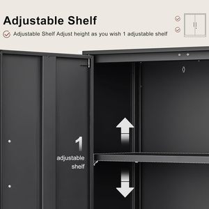 מקרה שחור מתכת ארון קיר שחור אחסון לנגר 2 דלתות קיר עבור חנייה במרתף מגורים - Product Image 4