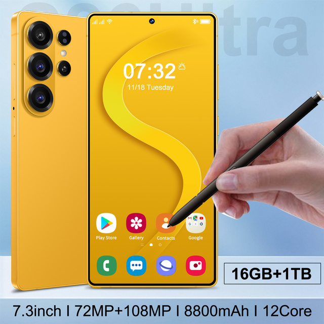 7.3 Inch S26 Unlocked Android 15 Smartphone 16G+1TB 108MP Rear Camera OLED High Quality HD French
