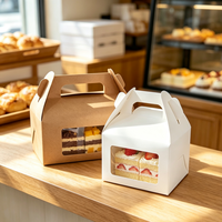Boîte à pâtisserie en papier kraft avec fenêtre, boîte à emporter portable pour gâteaux et desserts, impression personnalisée prise en charge