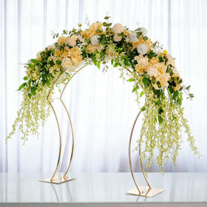 LANJO Gold Metal Floral <b>Arch</b> <b>Frame</b> Wedding Table Centerpiece Stand With Curvy Design - Product Image 1