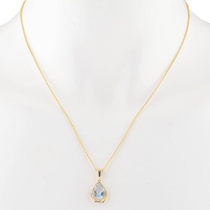 Colgante de Oro de 14K con Aguamarina en Forma de Pera, Collar con Piedra de Nacimiento de Marzo - Product Image 3