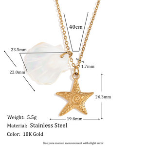 สร้อยคอจี้แฟชั่นฮาวายฤดูร้อน สร้อยคอเปลือกหอยเคลือบทอง 14k 18k PVD  ทำจากสแตนเลสสตีล 316L สำหรับผู้หญิง - Product Image 5
