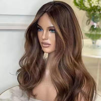 Topper capillaire 100% cheveux humains européens, mèches brunes balayage, à clipser, base en soie nouée à la main, pour femmes souffrant de perte de cheveux