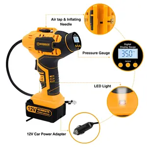 WORKSITE Customized Inflator DC 12V Battery Rechargeable Digital Tire Pump Air Compressor 150PSI Tank Cordless Inflator