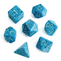 Lot de dés carrés polyédriques en résine bleu moucheté, 1 pièce, DND, écologique, flocons noirs et blancs, Dungeons & Dragons, RPG, personnalisable